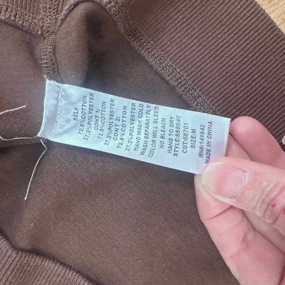 She + Sky Women’s M Colorblock Sweatshirt Brown Rust Cream Pullover - Picture 5 of 5